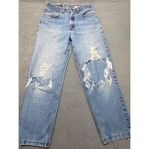 Levi's 561th Loose Fit Straight Leg Jeans Light Wash Ripped Distressed Womens